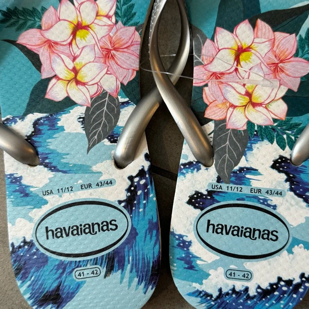 Havaianas Beach Tropical Floral Flip Flops (11/12) New - Picture 3 of 3